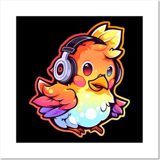 Chicken Headphones Posters and Art